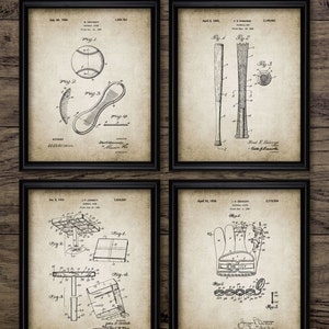 A beautiful set of vintage baseball inventions upon a wonderful vintage effect background.