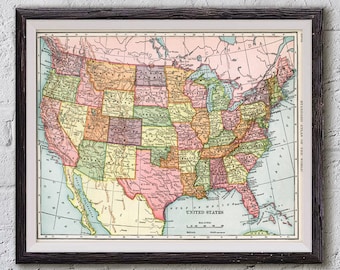Map Of The United States, Printable US Map, North America, United States Map, United States Geography INSTANT DOWNLOAD #2212