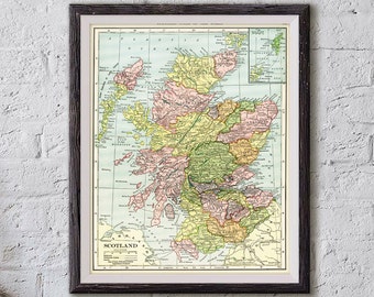 Map Of Scotland, Printable Scottish Map, Great Britain, United Kingdom Geography, Highlands Map INSTANT DOWNLOAD #2198