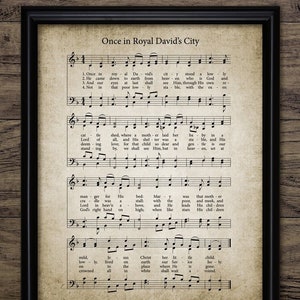 Once In Royal David&#39;s City Christmas Carol Art, Vintage 1848 Christmas Carol Music Sheet, Printable Christmas Carol #3371 INSTANT DOWNLOAD