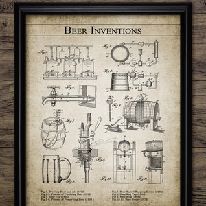 Beer Making Inventions Wall Art, Beer Brewing, Bar, Pub Restaurant, Tavern, Home Brewing, Cider, Lager, Beer, Ale #3035 INSTANT DOWNLOAD