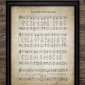 It Is Well With My Soul Hymn Art, Gospel Song, Vintage 1876 Christian Hymn Music Sheet, Printable Hymn, Sheet Music #3367 INSTANT DOWNLOAD