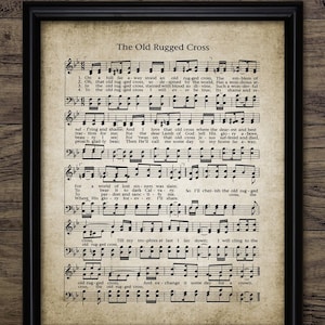 The Old Rugged Cross Hymn Art, Vintage 1912 Christian Hymn Music Sheet, Printable Hymn, Sheet Music, Church Song #4424 INSTANT DOWNLOAD