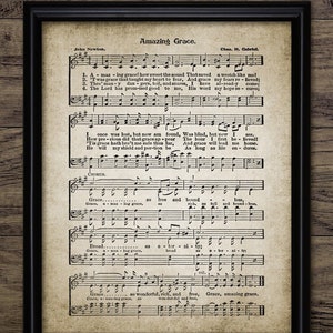 Amazing Grace Hymn Wall Art, Vintage 1779 Christian Hymn Music Sheet, Printable Hymn, Sheet Music, Church Music #4414 INSTANT DOWNLOAD