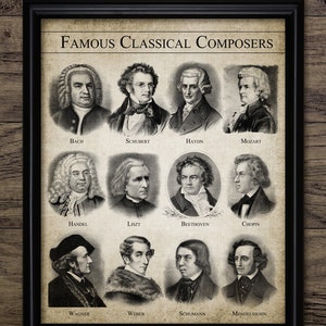 Famous Classical Music Composers Wall Art, Printable Composers, Music Room, Musician, Music Student, Orchestral Music #2372 INSTANT DOWNLOAD