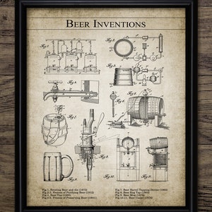Beer Making Inventions Wall Art, Beer Brewing, Bar, Pub Restaurant, Tavern, Home Brewing, Cider, Lager, Beer, Ale #3035 INSTANT DOWNLOAD