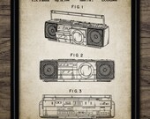 Boom Box Patent Print - Retro 90 39 s Music Print - 1990 Stereo Radio Patent - Cassette Radio Design - Single Print 1444 - INSTANT DOWNLOAD