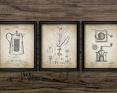 Vintage Coffee Making Wall Art Set Of 3, Coffee Percolator, Coffee Bean, Coffee Mill, Coffee Pot, Kitchen Wall Art 3071 INSTANT DOWNLOAD