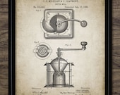 Vintage Coffee Mill Patent Print - 1885 Coffee Mill Illustration - Coffee Making Design - Single Print 584 - INSTANT DOWNLOAD