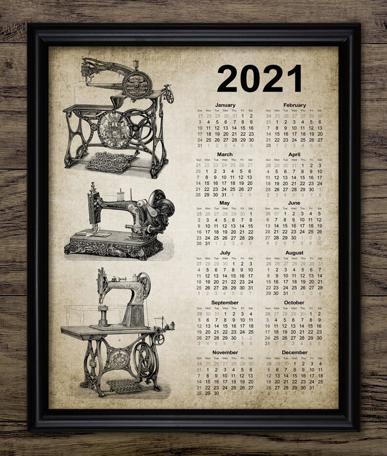 Vintage Sewing Machine Calendar 2021 Rustic Sewing Room Etsy