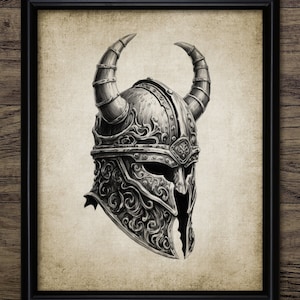 Arte de parede com capacete viking, arte viking para impressão, Odin, Thor, nórdico, impressão viking, mitologia nórdica, guerreiro viking #4100 DOWNLOAD INSTANTÂNEO