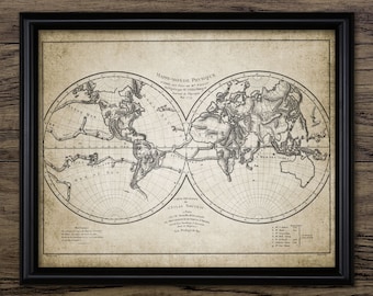 World Map Wall Art, Printable Map, Geography, Explorer, Discovery, Living Room, Pioneer, New World Map #585 INSTANT DOWNLOAD