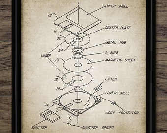 Floppy Disk Schematische Wand Kunst, Computer Daten Speicher, Computer Science, Retro Office Desktop Computer #591 INSTANT DOWNLOAD
