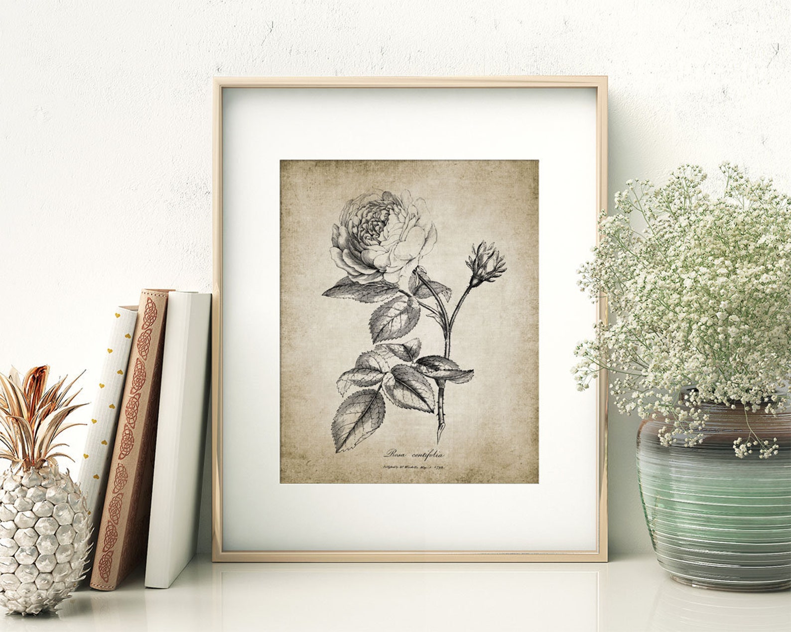Wild Rose Wall Art Print Rustic House Decor Vintage Rose Etsy