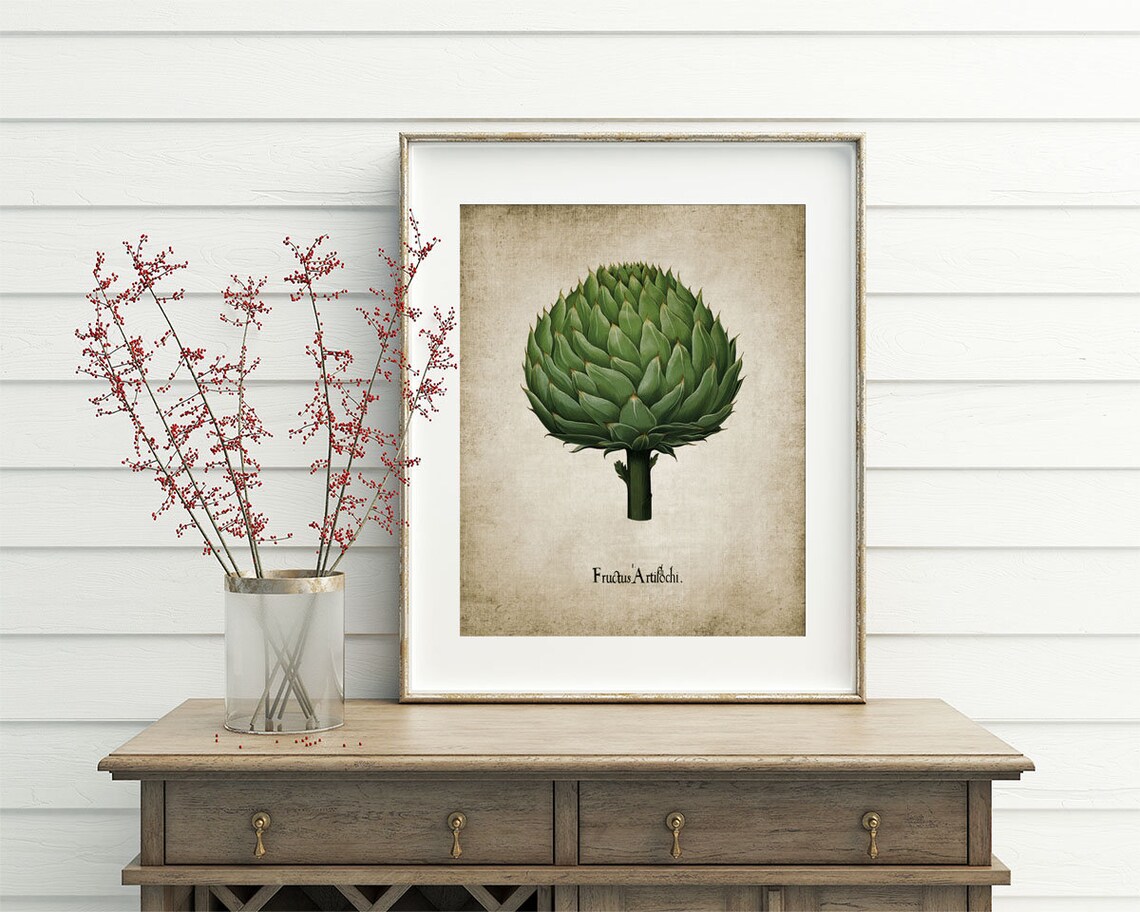 Artichoke Wall Art Print Rustic Farmhouse Kitchen Decor Etsy