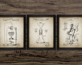 Science Laboratory Wall Art Set Of 3, Printable Science, Chemistry Laboratory, Science Student, Science Lab, Alchemy #575 INSTANT DOWNLOAD