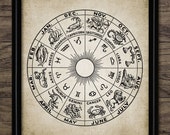 Zodiac Art, Printable Astrology Aries Taurus Gemini Cancer Leo Virgo Libra Scorpio Sagittarius Capricorn Aquarius Pisces #663INSTANTDOWNLOAD