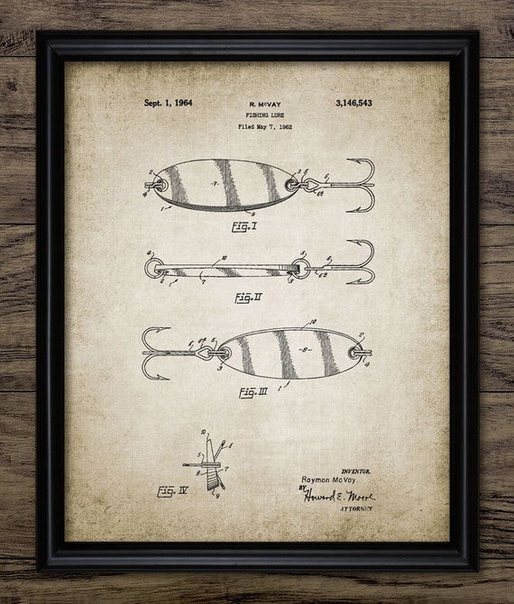 Vintage Fishing Lure Wall Art, Printable Fishing Art, Angling