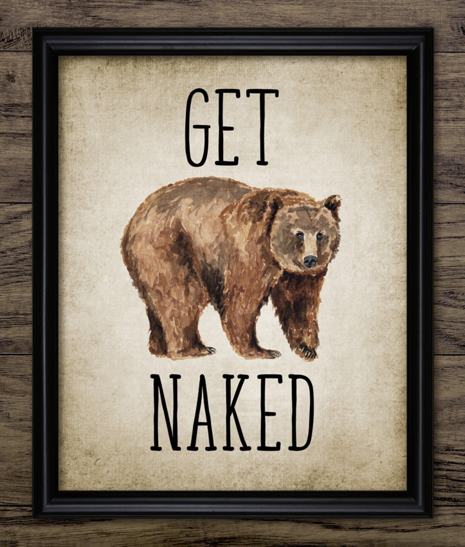 Get Bear Naked Wall Art Print Grizzly Bear Watercolor Etsy