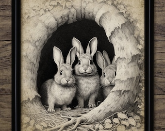 Cute Bunnies Wall Art, Printable Bunny, Rabbit Wall Art, Rabbit Print, Cute Rabbit Nursery Wall Art, Baby Room Art #4224 INSTANT DOWNLOAD