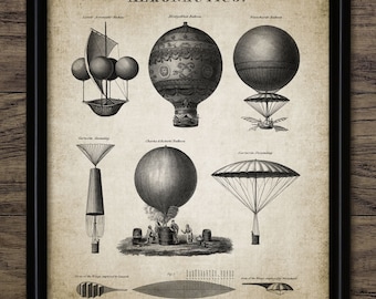 Vintage Air Balloons Wall Art, Printable Balloons, Aeronautics, Vintage Balloon Flight, Airship, Hot Air Balloon #376 INSTANT DOWNLOAD