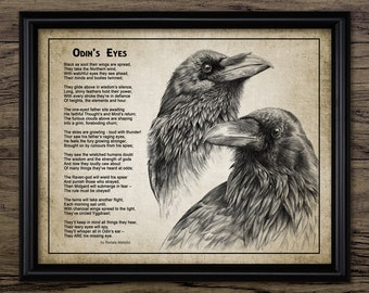 Odin's Eyes Poem, Printable Viking Wall Art, Norse Mythology Raven Hugin and Munin Poem Wall Art #3894 INSTANT DOWNLOAD