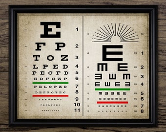 Oogtest kunst aan de muur. Afdrukbare oogtest, poster arts, cadeau-idee opticien, optometrie, optometrist gezondheidszorg #786 DIRECT DOWNLOAD