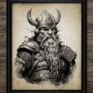 Viking Warrior Wall Art, Printable Viking Art, Norse Art, Rustic Viking Art, Helm, Norse Mythology, Viking Helmet #4092 INSTANT DOWNLOAD