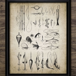 Fishing Wall Art, Printable Angling, Lures, Bait, Fishing Hooks, Fisherman, Fly Fishing, Course, River, Sport Fishing #797 INSTANT DOWNLOAD