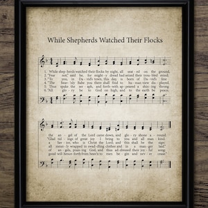 While Shepherds Watched Their Flocks Christmas Carol, Vintage 1700 Christmas Carol Music, Printable Christmas Carol #4426 INSTANT DOWNLOAD