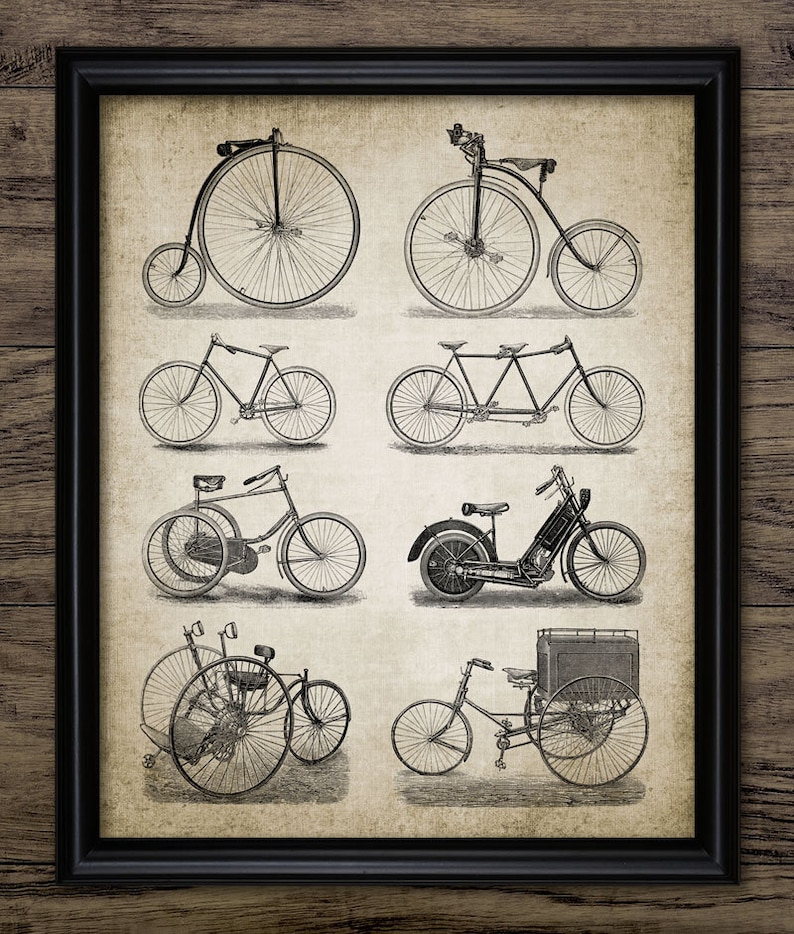 Vintage Bicycles Print Bicycle Design Bicycles Decor Etsy