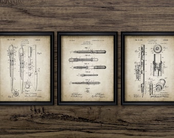 Office Wall Art Set Of 3, Printable Office Art, Pen Patent Design, Fountain Pen, Ball Point Pen, Mechanical Pencil #1948 INSTANT DOWNLOAD