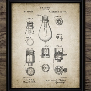 Arte de pared de bombilla, diseño de bombilla imprimible, bombilla incandescente eléctrica de filamento, Steampunk, Thomas Edison #2252 DESCARGA INSTANTE