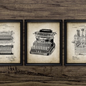 Vintage Typewriter Wall Art Set Of 3, Printable Typewriter Design, Office Art, Typewriting, Typist, Typing #3261 INSTANT DOWNLOAD