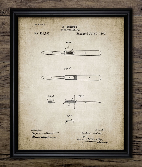 Vintage Scalpel Patent Print 1890 Scalpel Design Surgical Etsy