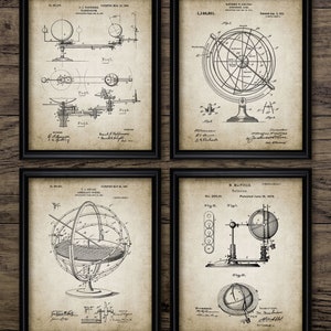 Astronomy Wall Art Set Of 3, Printable Astronomy, Planetarium, Solar System, Armillary Sphere, Astronomical Globe #2370 INSTANT DOWNLOAD