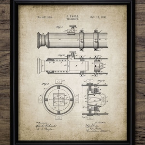 Vintage Telescope Wall Art, Printable 1891 Telescope Design, Navigation, Astronomy, Solar System, Astronomer, Space #1012 INSTANT DOWNLOAD