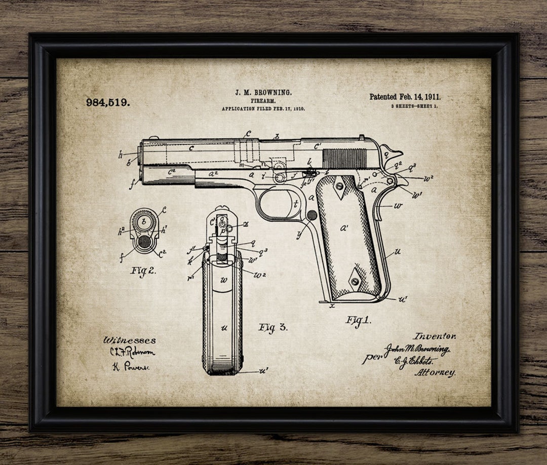 Browning Pistol Wall Art, Printable Gun Art, Hand Gun, Weapon, Firearm ...