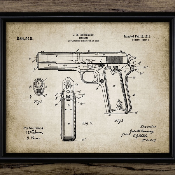 Browning Pistol Wall Art, Printable Gun Art, Hand Gun, Weapon, Firearm, Pistol, Shooting Range, Gun Enthusiast #975 INSTANT DOWNLOAD