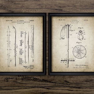 Conjunto de arte de parede de esqui com 2, esqui para impressão, bastão de esqui, esporte de esqui, esqui, design de esqui, esquis, chalé de esqui, pista de esqui #1030 DOWNLOAD INSTANTÂNEO