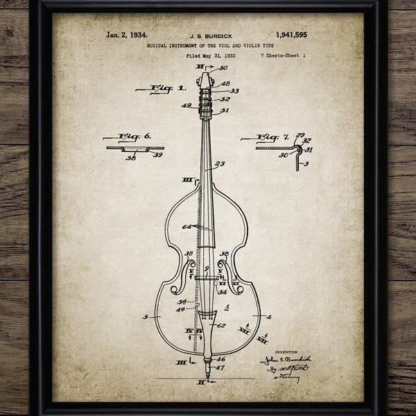 Double Bass Wall Art, Printable Musical Instrument, Stringed Instrument, Classical Music, Orchestra, Musician #2035 INSTANT DOWNLOAD