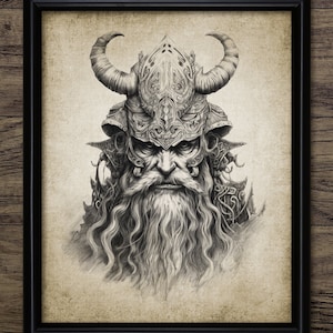 Arte de parede de guerreiro viking, arte viking para impressão, Odin, Thor, nórdico, impressão viking, mitologia nórdica, capacete viking #4114 DOWNLOAD INSTANTÂNEO