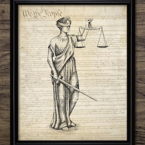 Attorney Lady Justice Art Upon The United States Constitution, Lawyer, Solicitor, Barrister, Judge, Court, Legal, Law #3012 INSTANT DOWNLOAD