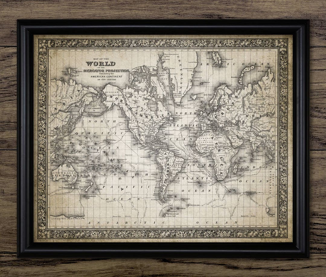 1860 World Map Wall Art Printable Antique Map Geography - Etsy