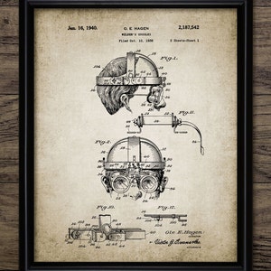 Vintage Welder&#39;s Goggles Patent Print - 1940 Welding Design - Welder - Eye Protection - Steampunk - Single Print #1234 - INSTANT DOWNLOAD