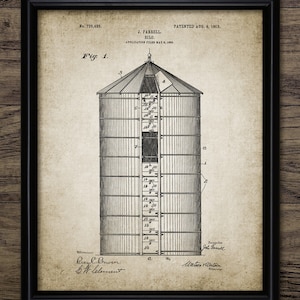 Vintage Farming Silo Wall Art, Printable 1903 Farm Silo Design, Silage, Grain Silo, Ranch, Agriculture, Livestock #2351 INSTANT DOWNLOAD