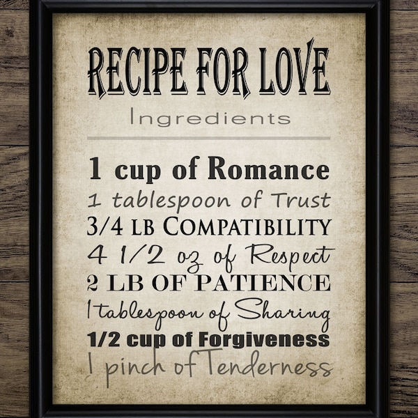 Recipe for Love Etsy
