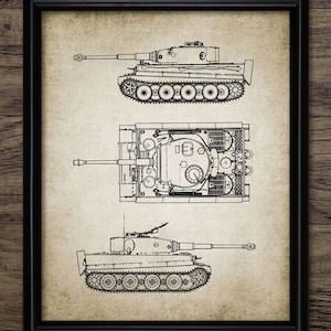 Tiger Tank Wall Art, Printable German Army Panzer Tank Design, Main Battle Tank, World War 2 Fighting Vehicle #1180 INSTANT DOWNLOAD