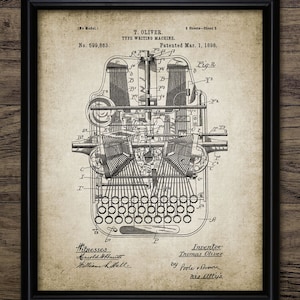 Vintage Typewriter Wall Art, Printable 1898 Typewriter Design, Office, Typist, Author, Novelist, Vintage Typing #1198 INSTANT DOWNLOAD