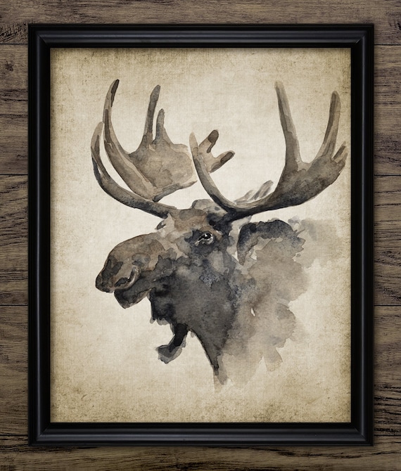 Moose Watercolor Painting Printable Bull - Moose Wall Art Moose Watercolor Painting Printable Bull - Moose Wall Art